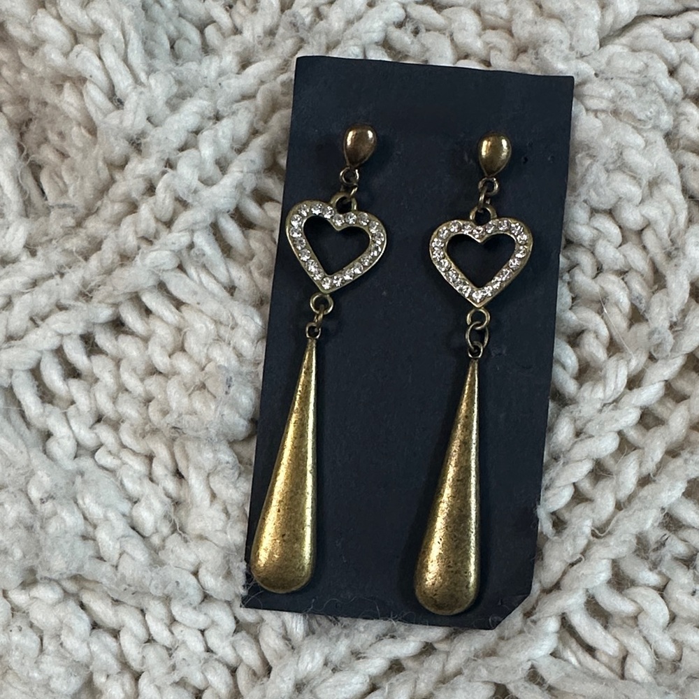 Gold Heart Drop Earrings